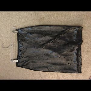 Black sequin herringbone pattern skirt
